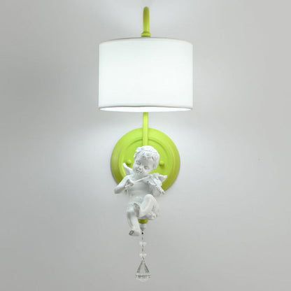 French Iron Crystal Resin Fabric 1-Light Wall Sconce Lamp