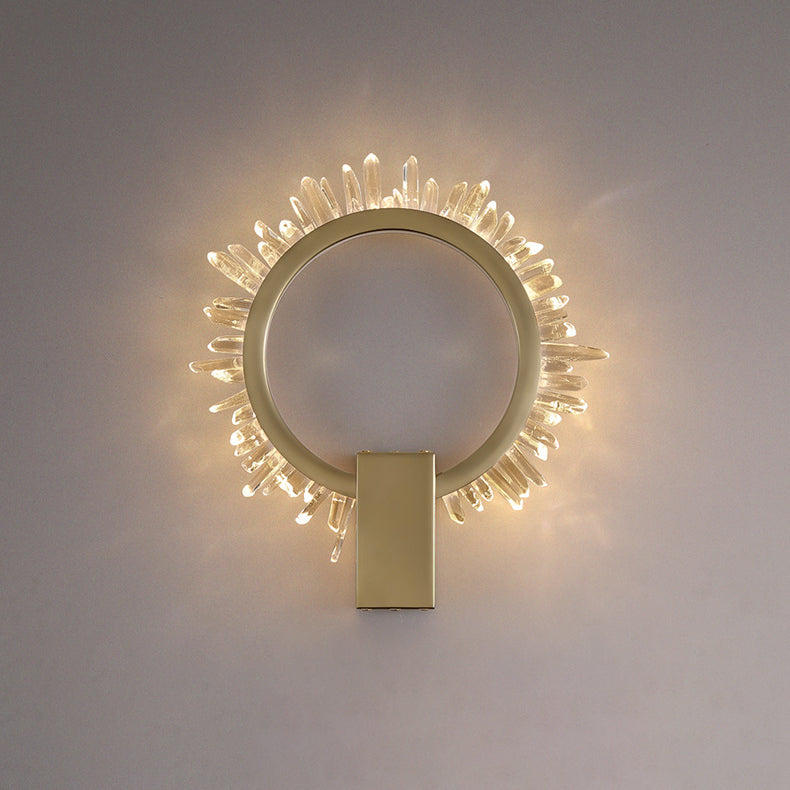 Stainless Crystal Sunflower Design LED Wall Sconce Lamp