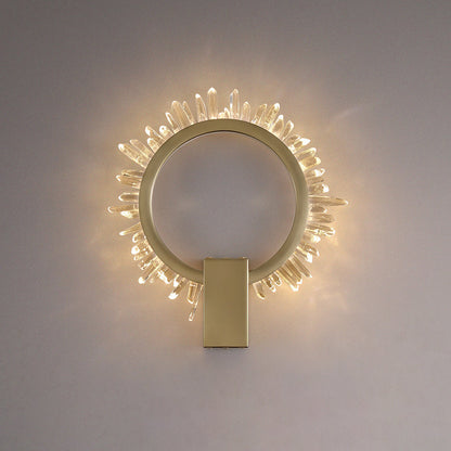 Stainless Crystal Sunflower Design LED Wall Sconce Lamp