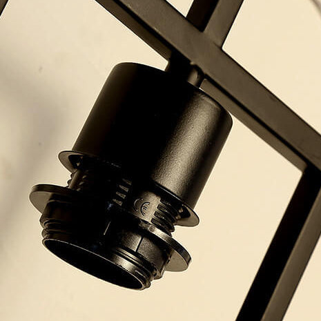 Chinese Square Fabric Iron Frame 1-Light Wall Sconce Lamp