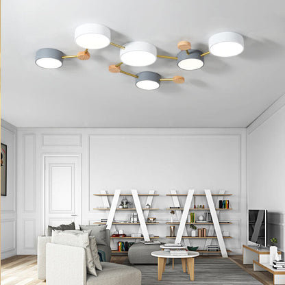 Scandinavian Solid Wood Iron LED Flush Mount Ceiling Light