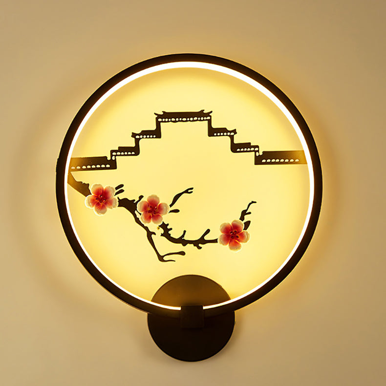 Chinese Lotus Leaf Aluminum Acrylic LED Wall Sconce Lamp