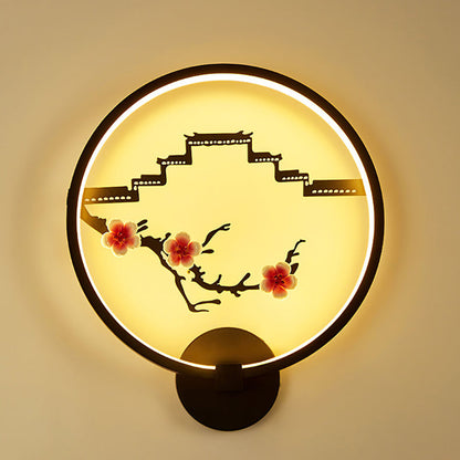 Chinese Lotus Leaf Aluminum Acrylic LED Wall Sconce Lamp
