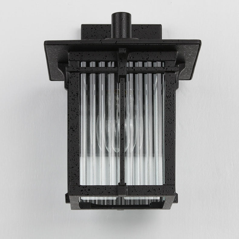 Aluminum Frame Ribbed Glass Shade 1-Light Wall Sconce Lamp