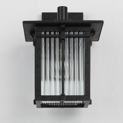 Aluminum Frame Ribbed Glass Shade 1-Light Wall Sconce Lamp