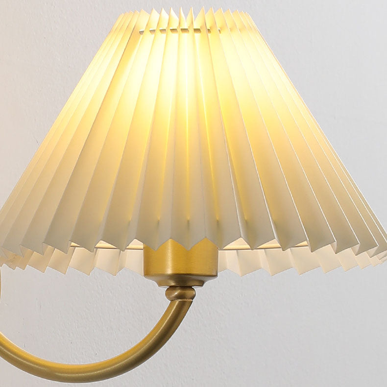 European Pleated Copper Fabric 1-Light Wall Sconce Lamp