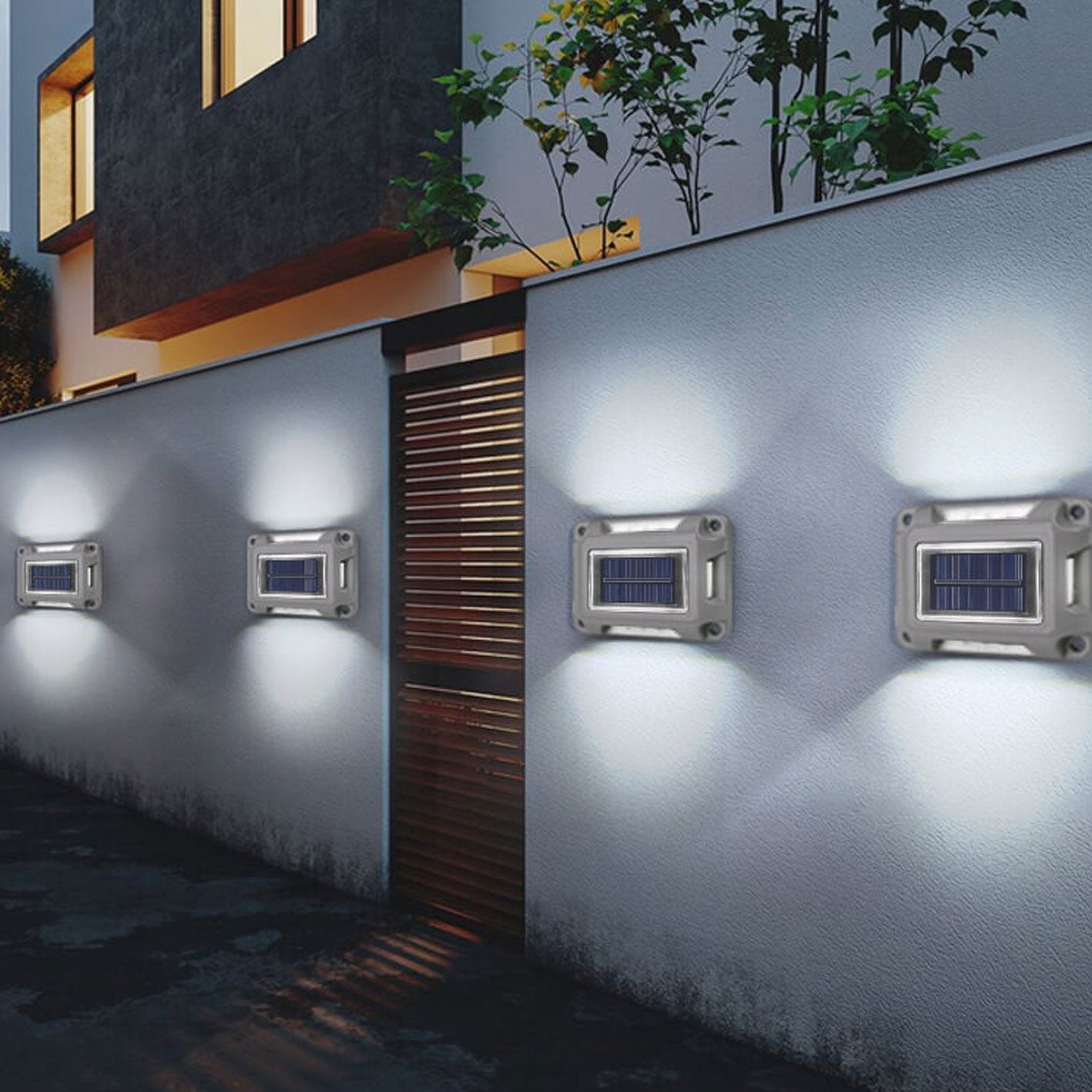 Solar Garden Bidirectional Lighting Wall Sconce Lamp