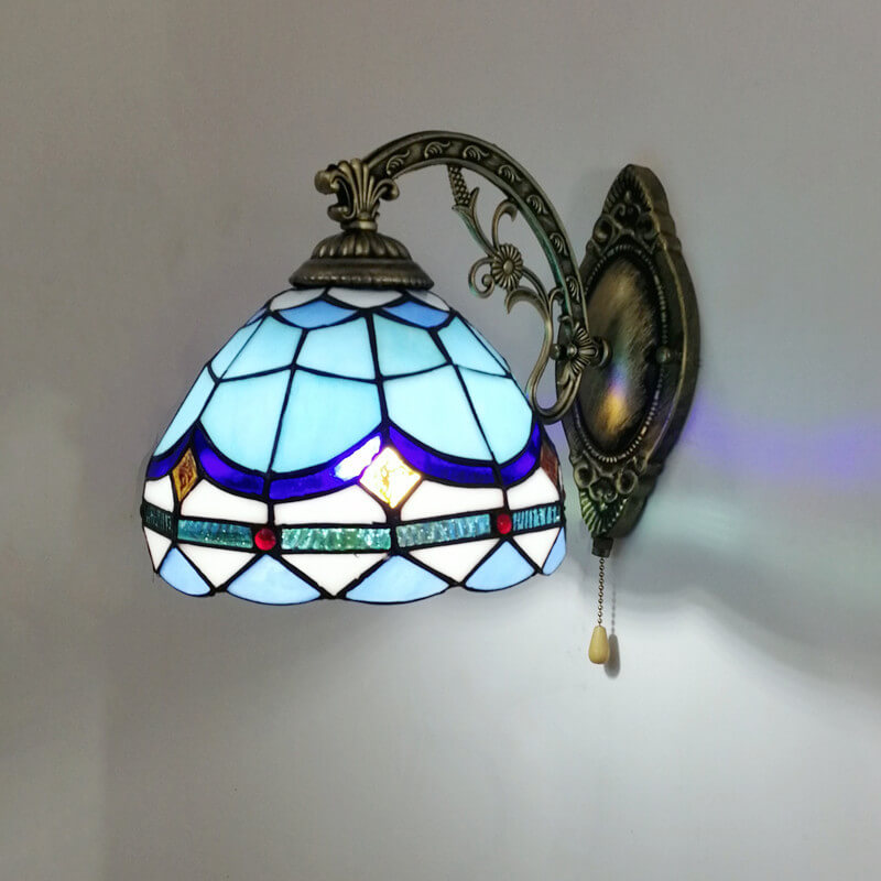 Tiffany Resin Glass Flower Shape 1-Light Wall Sconce Lamp