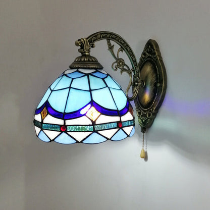 Tiffany Resin Glass Flower Shape 1-Light Wall Sconce Lamp