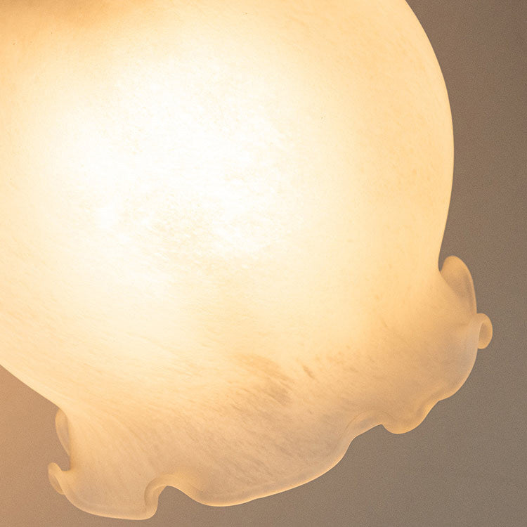French Flower Shade Solid Wood Base 1-Light Wall Sconce
