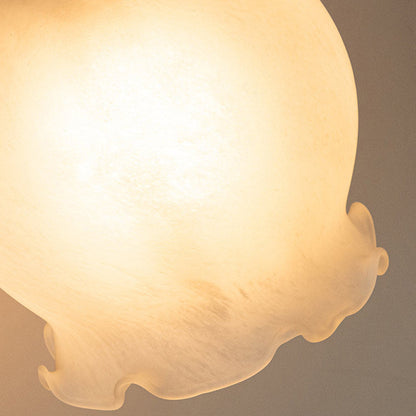 French Flower Shade Solid Wood Base 1-Light Wall Sconce