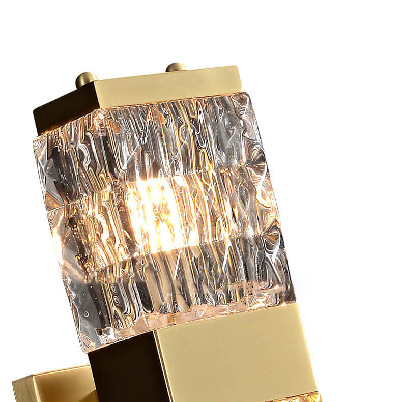 Rectangular Copper Glass 2/3 Light Wall Sconce Lamp