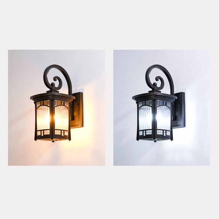 Square Carved 1-Light Outdoor Waterproof Wall Sconce Lamp