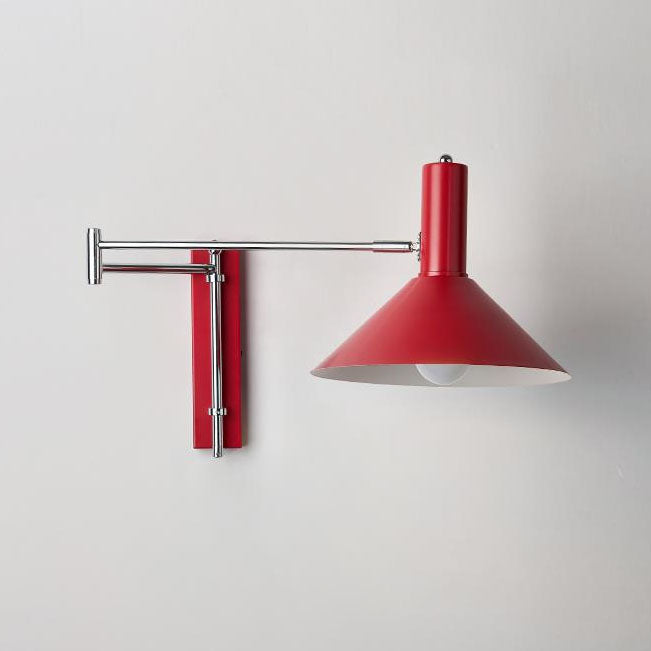 Round Tapered Iron 1-Light Retractable Wall Sconce Lamp