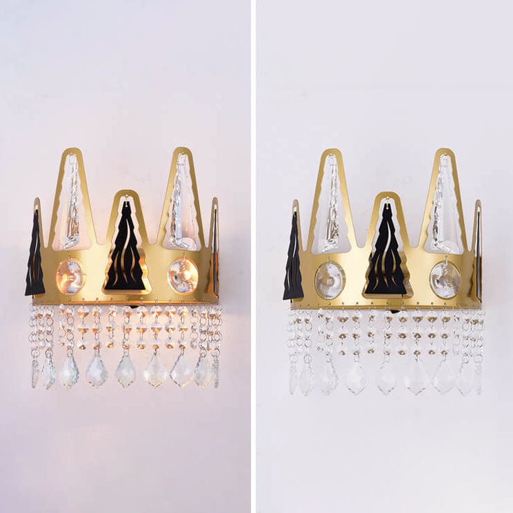 Light Shape Crystal Wrought Iron 1-Light Wall Sconce Lamp