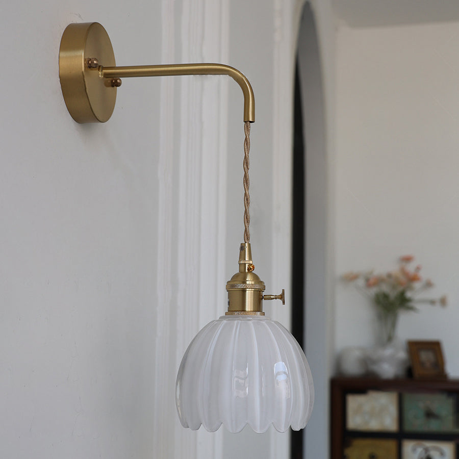 Art Deco Flower Bud Glass Shade 1-Light Wall Sconce Lamp