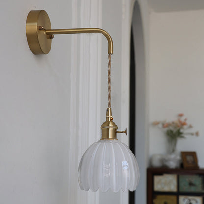 Art Deco Flower Bud Glass Shade 1-Light Wall Sconce Lamp