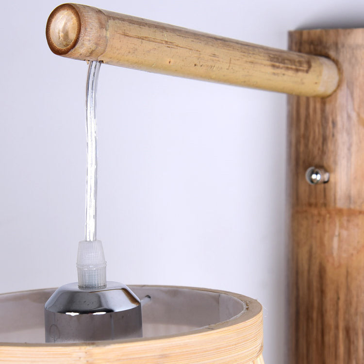 Traditional Japanese Cubic Bamboo 1-Light Wall Sconce Lamp