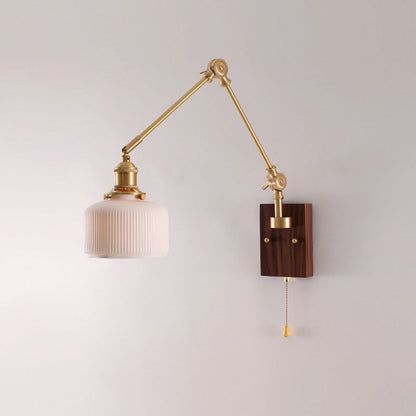 Japanese Ceramic Glass Round Shade 1-Light Wall Sconce Lamp