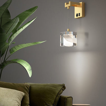 Luxury Cube H65 Brass Acrylic 1-Light Wall Sconce Lamp