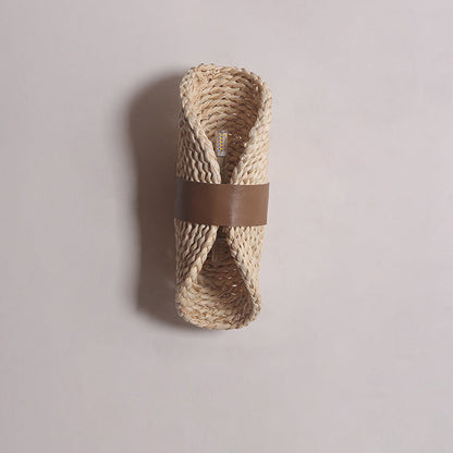 Japanese Leather Wrapping Round 1-Light Wall Sconce Lamp