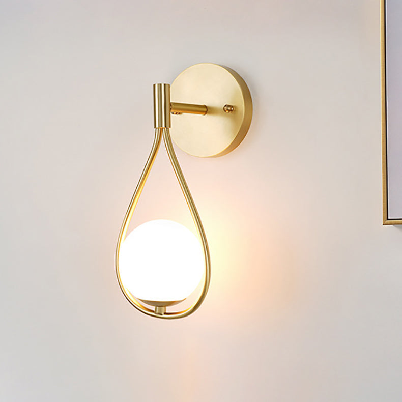 Luxury Brass Ring Frame Glass 1-Light Wall Sconce Lamp