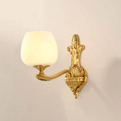 Light Glass Gold-Finished Frame 1/2 Light Wall Sconce Lamp