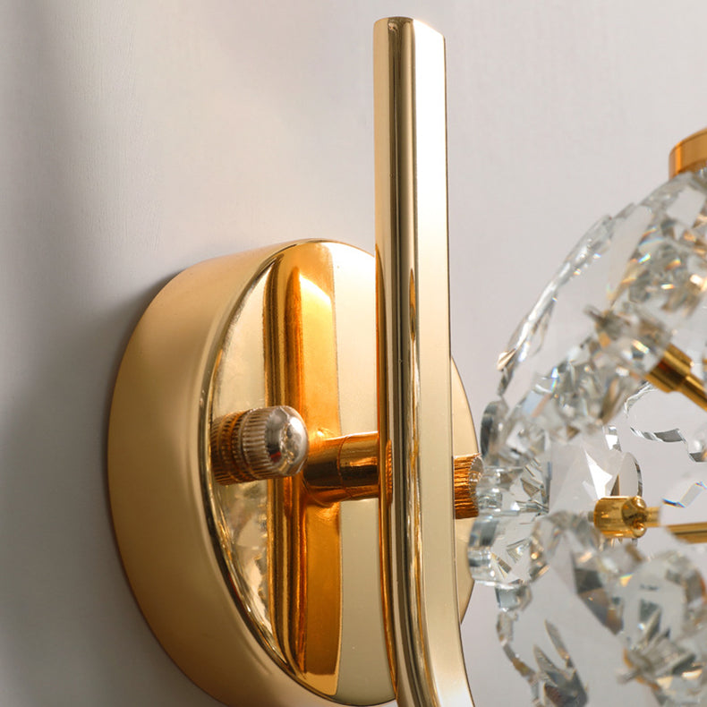 Metal Steel Crystal Ball Cylinder 1-Light Wall Sconce Lamp