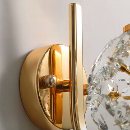 Metal Steel Crystal Ball Cylinder 1-Light Wall Sconce Lamp
