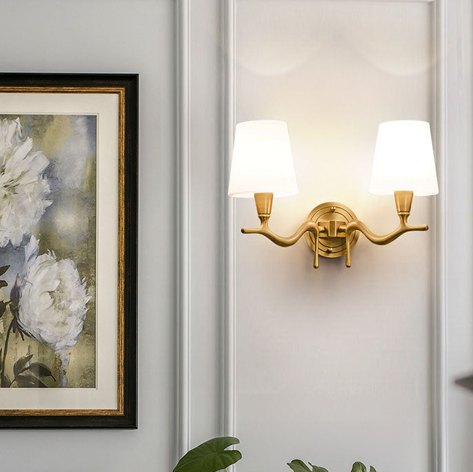 Copper Glass Swan Neck Glass 1/2 Light Wall Sconce Lamp