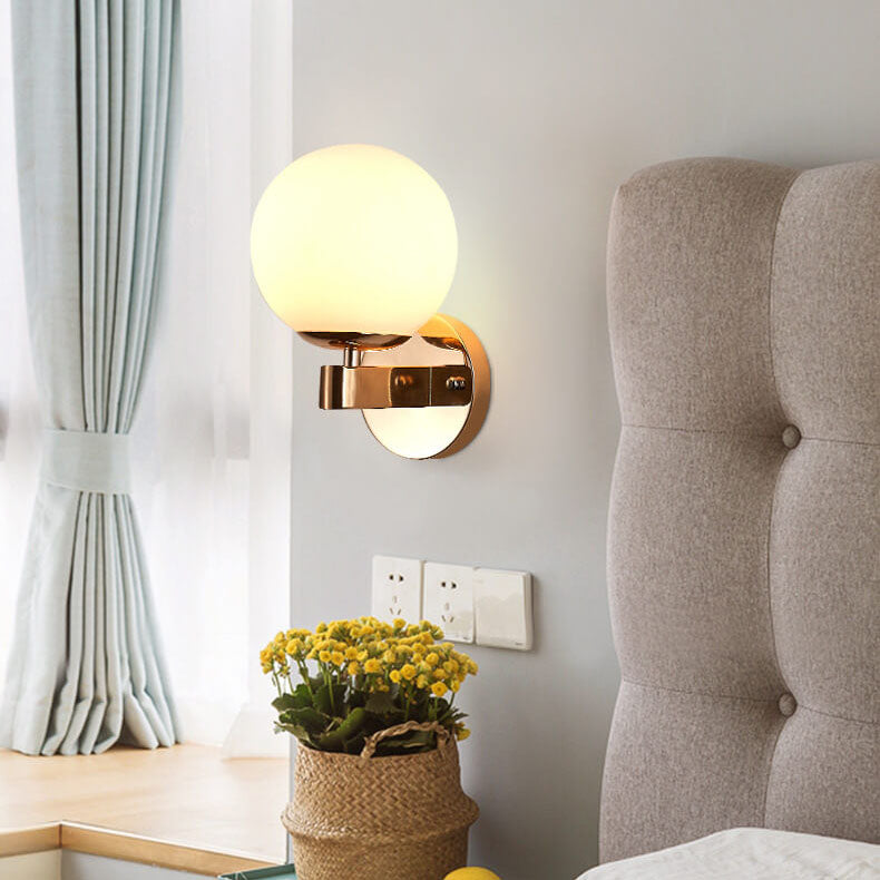 Scandinavian Orb Shade Iron Base 1-Light Wall Sconce Lamp
