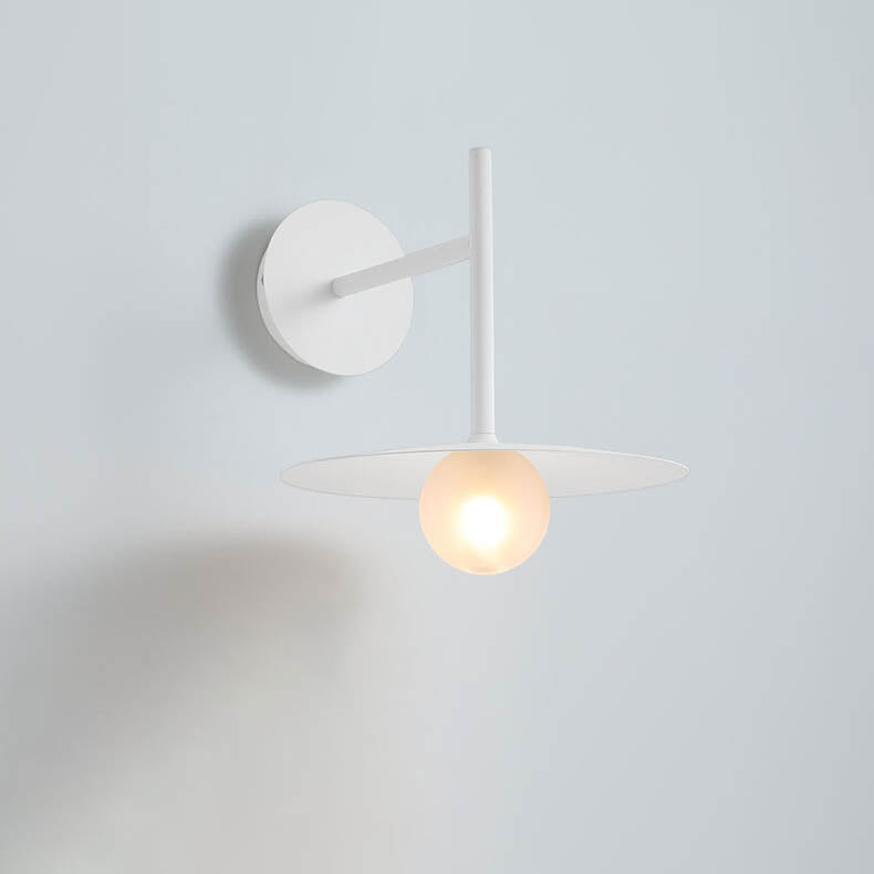 Solid Color Round Hardware Glass 1-Light Wall Sconce Lamp