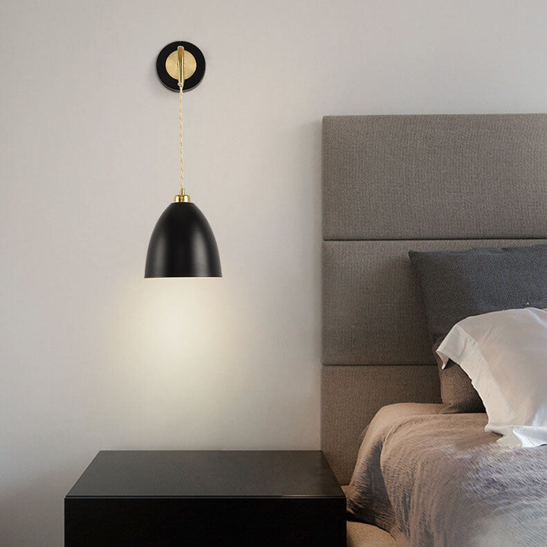 Minimalist Pure Black White Iron 1-Light Wall Sconce Lamp