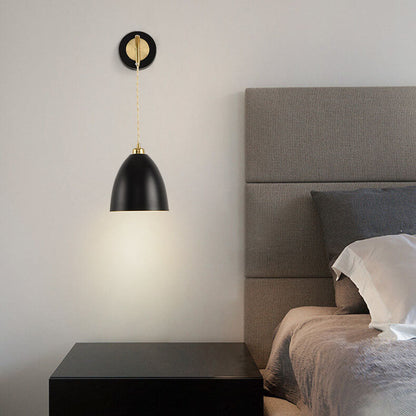Minimalist Pure Black White Iron 1-Light Wall Sconce Lamp