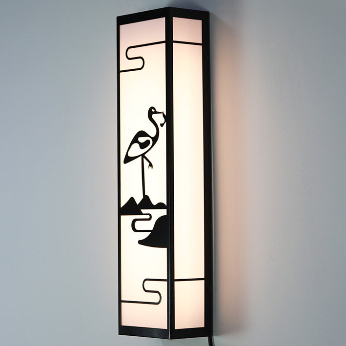 Chinese Rectangle Shade LED Waterproof Wall Sconce Lamp