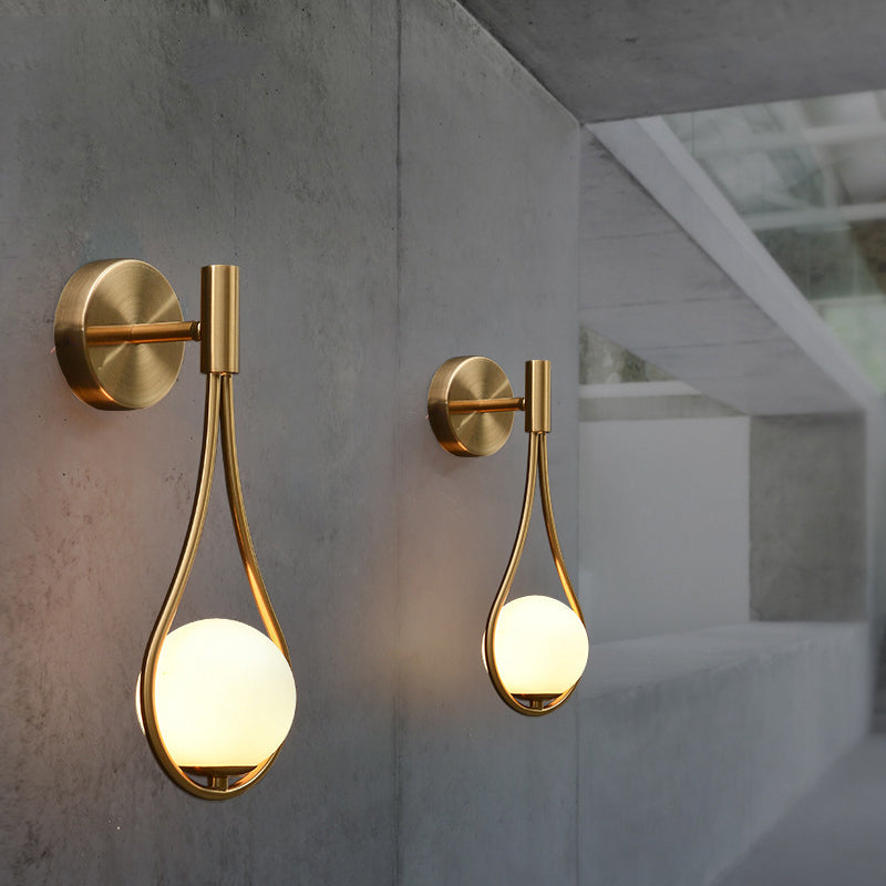 Teardrop Round Ball Iron Glass 1-Light Wall Sconce Lamp