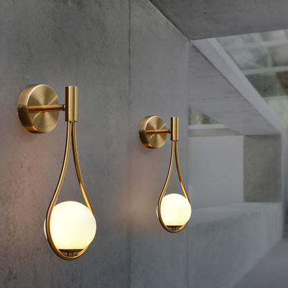Teardrop Round Ball Iron Glass 1-Light Wall Sconce Lamp