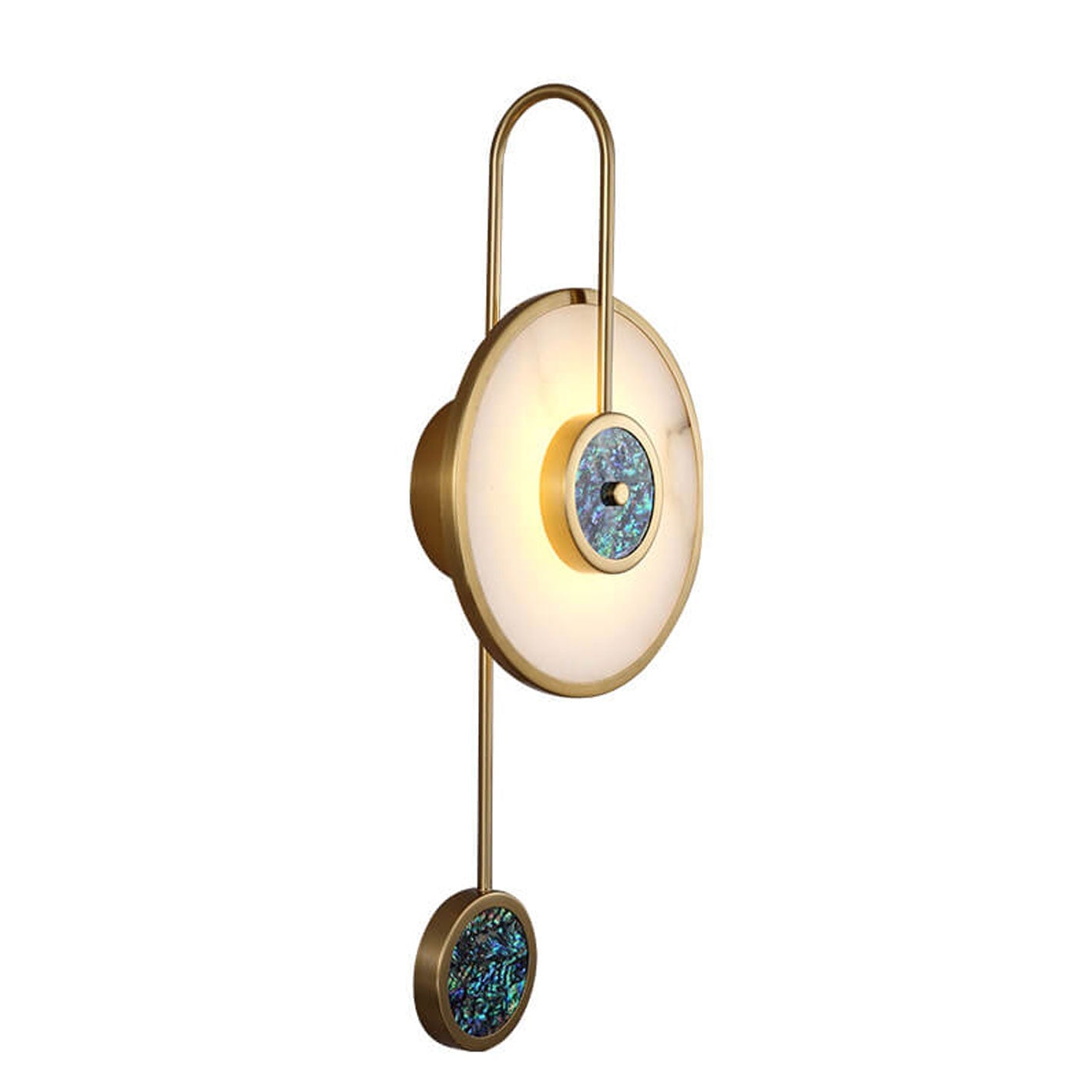 Luxury Marble Round Shell Curved Arm LED Wall Sconce Lamp