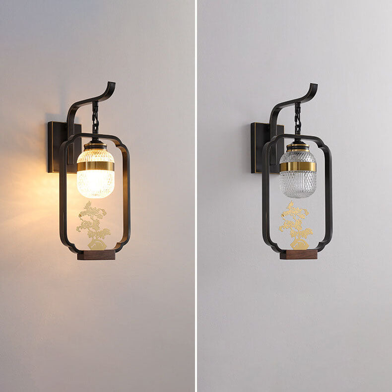 Light Plant Copper Crystal Glass 1-Light Wall Sconce Lamp