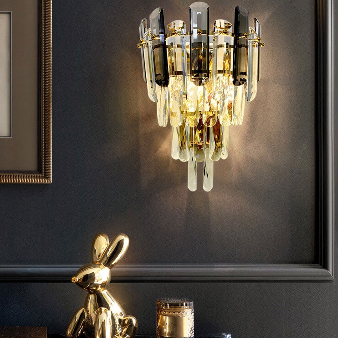 Luxury Crystal Multi-Layer Column 1-Light Wall Sconce Lamp