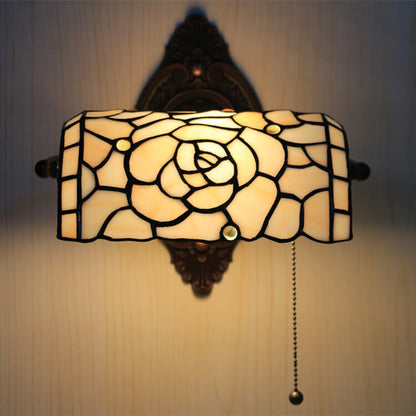 Tiffany Floral Stained Glass 1-Light Wall Sconce Lamp