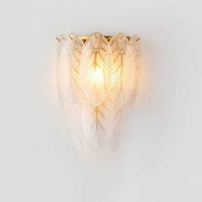Light Feather Iron Glass 2/3-Light Wall Sconce Lamp