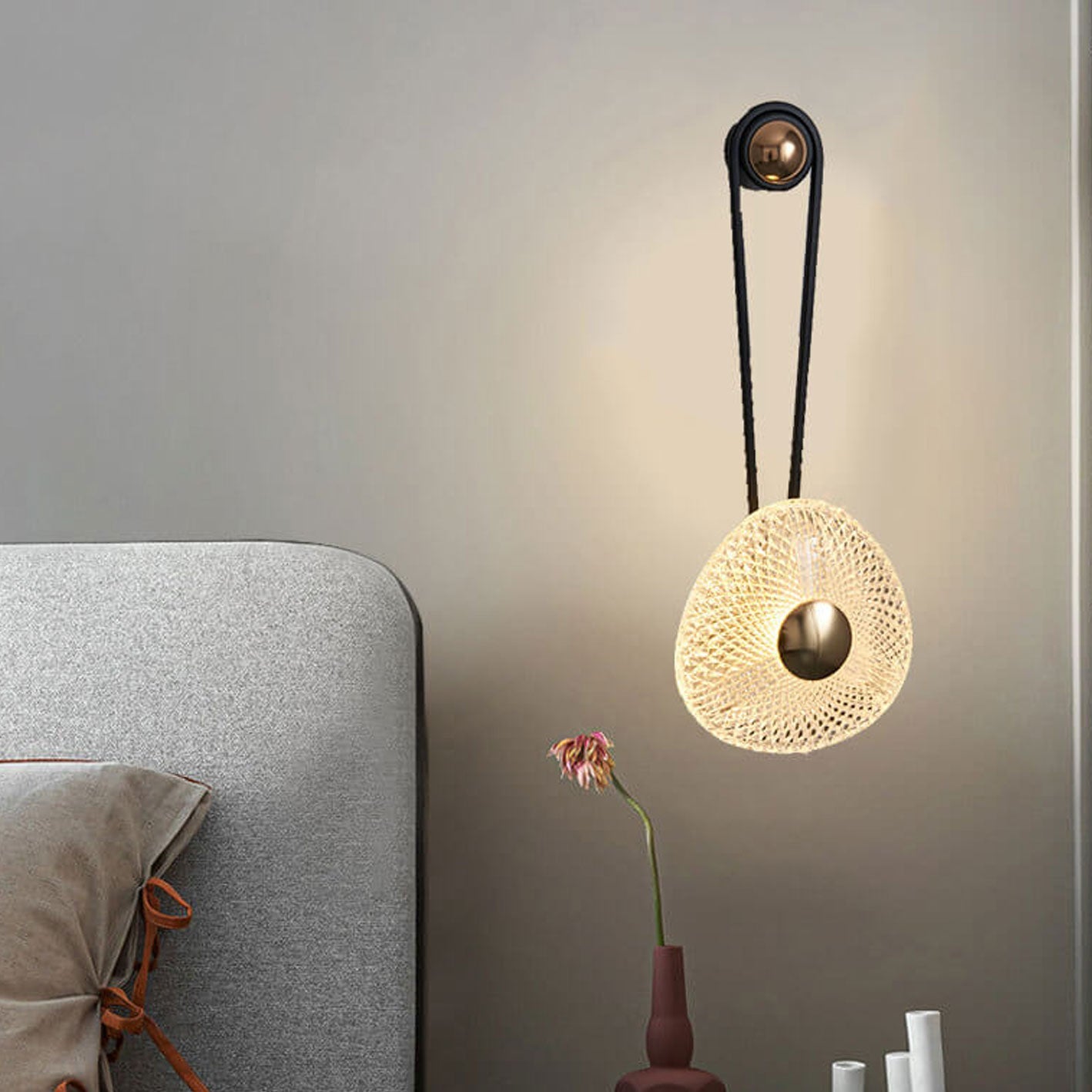 Light Wrought Iron Aluminum Round LED Wall Sconce Lamp