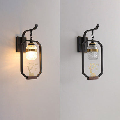 Light Plant Copper Crystal Glass 1-Light Wall Sconce Lamp