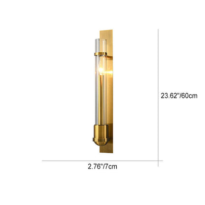 Golden Finish Frame Glass Cylinder LED Wall Sconce Lamp