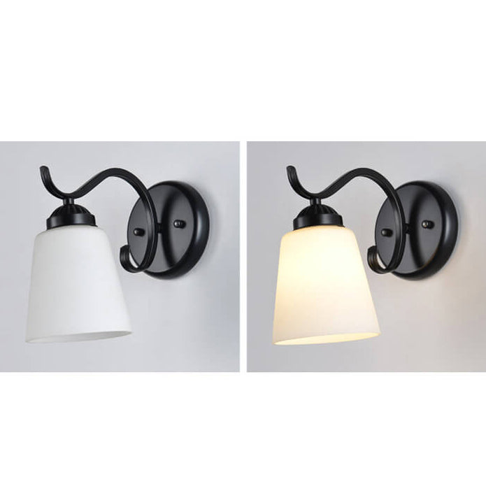 Retro Rustic Iron Glass 1-Light Wall Sconce Lamp