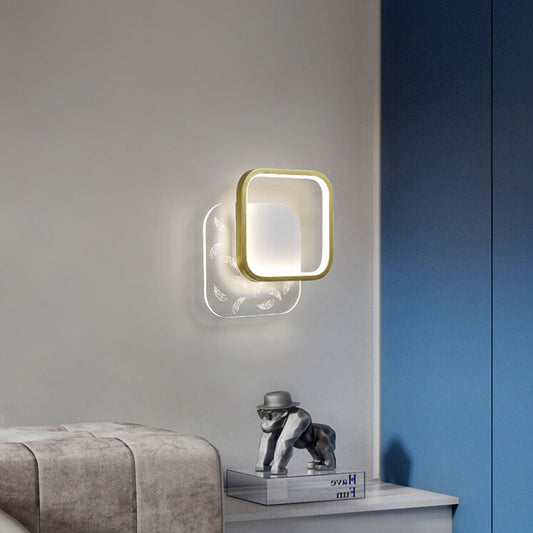 Feather Round Square Acrylic LED Wall Sconce Lamp