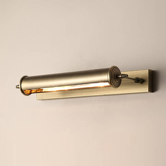 Bronze Column Bar 1-Light Mirror Front Wall Sconce Lamp