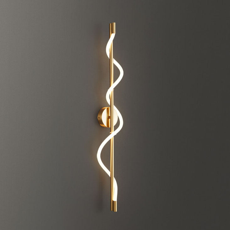 Copper-Plated Curve Long Bar Copper LED Wall Sconce Lamp