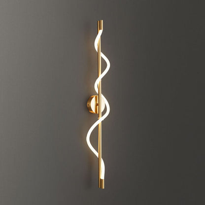 Copper-Plated Curve Long Bar Copper LED Wall Sconce Lamp